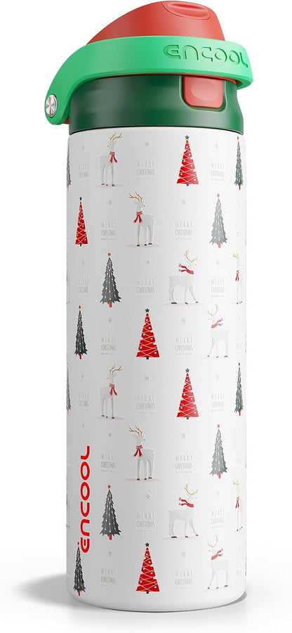Leakproof Insulated Water Bottle with Straw Dual-Sip Water Bottle Bag-Safe Design for Work, Commute & Gym – Keeps Drinks Cold All Day, 24 oz, Clay Grey - Colors B