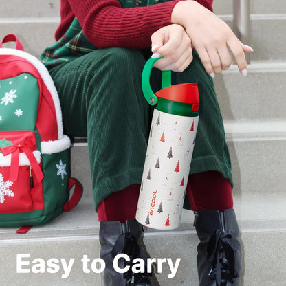 Leakproof Insulated Water Bottle with Straw Dual-Sip Water Bottle Bag-Safe Design for Work, Commute & Gym – Keeps Drinks Cold All Day, 24 oz, Clay Grey - Colors B