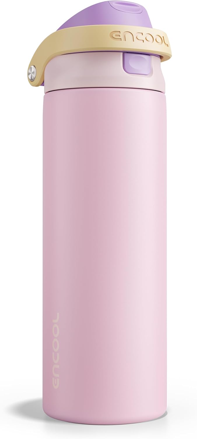 Leakproof Insulated Water Bottle with Straw Dual-Sip Water Bottle Bag-Safe Design for Work, Commute & Gym – Keeps Drinks Cold All Day, 24 oz, Clay Grey - Colors B