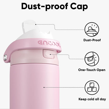 Leakproof Insulated Water Bottle with Straw Dual-Sip Water Bottle Bag-Safe Design for Work, Commute & Gym – Keeps Drinks Cold All Day, 24 oz, Clay Grey - Colors B