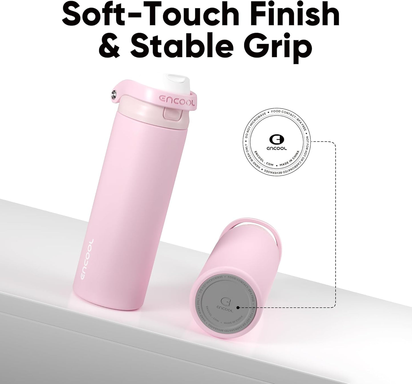 Leakproof Insulated Water Bottle with Straw Dual-Sip Water Bottle Bag-Safe Design for Work, Commute & Gym – Keeps Drinks Cold All Day, 24 oz, Clay Grey - Colors B