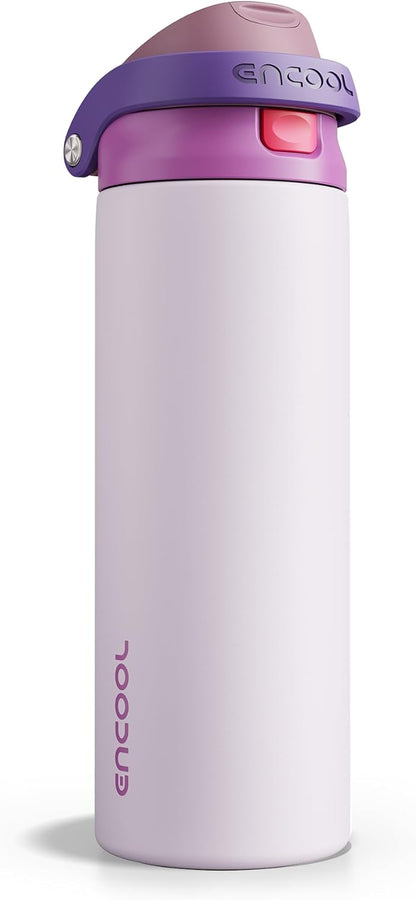 Leakproof Insulated Water Bottle with Straw Dual-Sip Water Bottle Bag-Safe Design for Work, Commute & Gym – Keeps Drinks Cold All Day, 24 oz, Clay Grey - Colors B