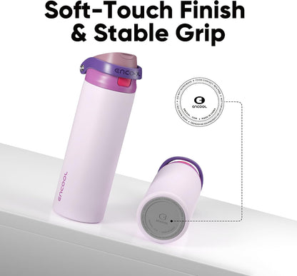 Leakproof Insulated Water Bottle with Straw Dual-Sip Water Bottle Bag-Safe Design for Work, Commute & Gym – Keeps Drinks Cold All Day, 24 oz, Clay Grey - Colors B