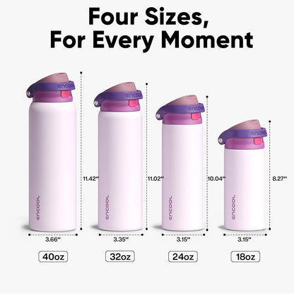 Leakproof Insulated Water Bottle with Straw Dual-Sip Water Bottle Bag-Safe Design for Work, Commute & Gym – Keeps Drinks Cold All Day, 24 oz, Clay Grey - Colors B