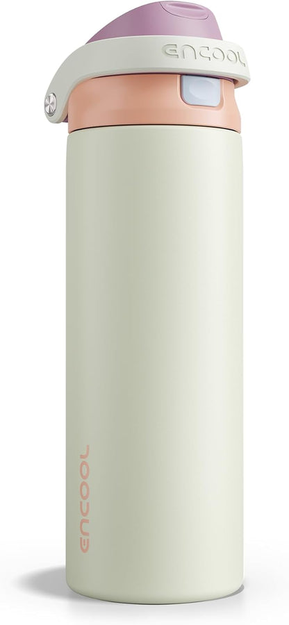 Leakproof Insulated Water Bottle with Straw Dual-Sip Water Bottle Bag-Safe Design for Work, Commute & Gym – Keeps Drinks Cold All Day, 24 oz, Clay Grey - Colors B