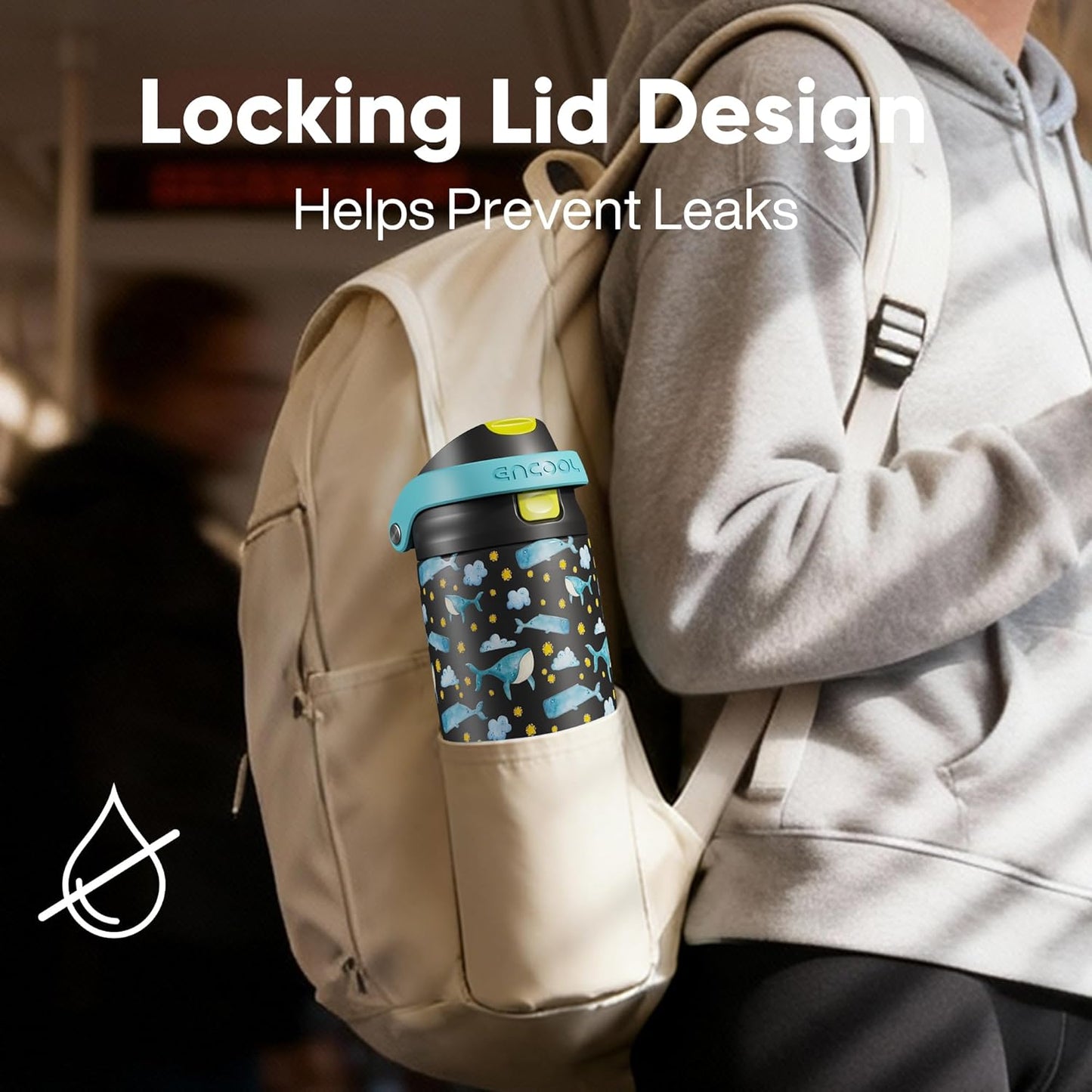 Leakproof Insulated Water Bottle with Straw Dual-Sip Water Bottle Bag-Safe Design for Work, Commute & Gym – Keeps Drinks Cold All Day, 24 oz, Clay Grey - Colors B