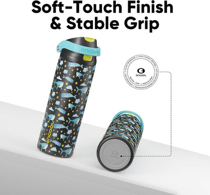 Leakproof Insulated Water Bottle with Straw Dual-Sip Water Bottle Bag-Safe Design for Work, Commute & Gym – Keeps Drinks Cold All Day, 24 oz, Clay Grey - Colors B