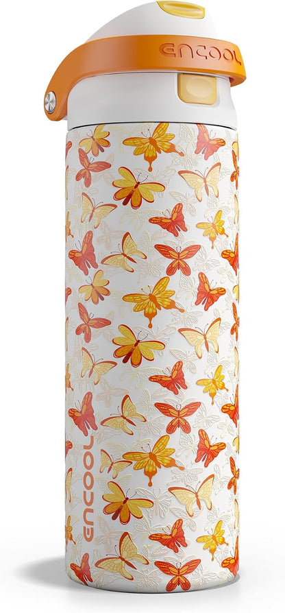 Leakproof Insulated Water Bottle with Straw Dual-Sip Water Bottle Bag-Safe Design for Work, Commute & Gym – Keeps Drinks Cold All Day, 24 oz, Clay Grey - Colors B