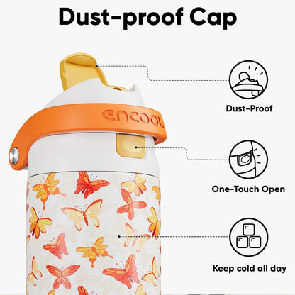 Leakproof Insulated Water Bottle with Straw Dual-Sip Water Bottle Bag-Safe Design for Work, Commute & Gym – Keeps Drinks Cold All Day, 24 oz, Clay Grey - Colors B