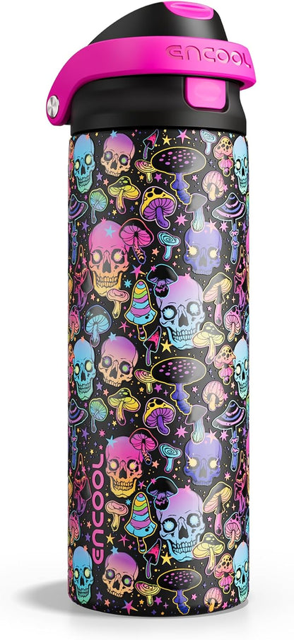 Leakproof Insulated Water Bottle with Straw Dual-Sip Water Bottle Bag-Safe Design for Work, Commute & Gym – Keeps Drinks Cold All Day, 24 oz, Clay Grey - Colors B