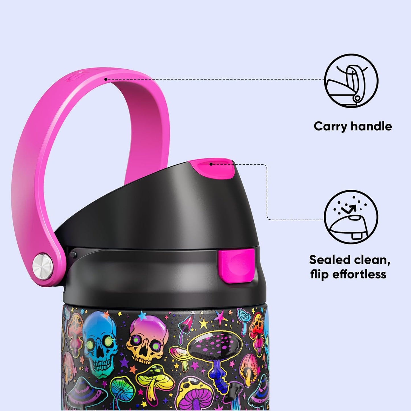 Leakproof Insulated Water Bottle with Straw Dual-Sip Water Bottle Bag-Safe Design for Work, Commute & Gym – Keeps Drinks Cold All Day, 24 oz, Clay Grey - Colors B