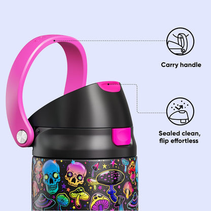 Leakproof Insulated Water Bottle with Straw Dual-Sip Water Bottle Bag-Safe Design for Work, Commute & Gym – Keeps Drinks Cold All Day, 24 oz, Clay Grey - Colors B