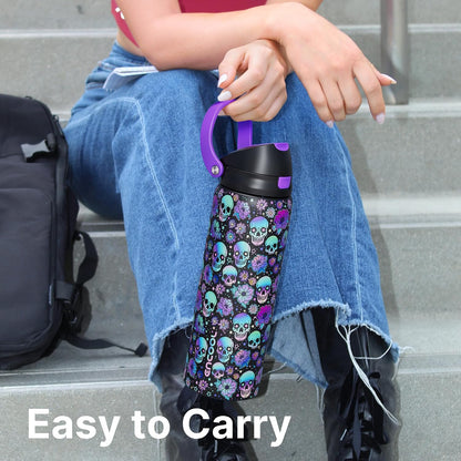 Leakproof Insulated Water Bottle with Straw Dual-Sip Water Bottle Bag-Safe Design for Work, Commute & Gym – Keeps Drinks Cold All Day, 24 oz, Clay Grey - Colors B