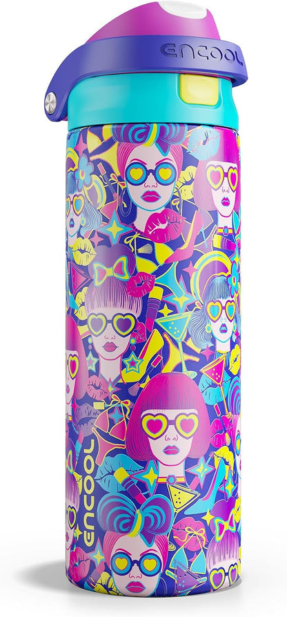 Leakproof Insulated Water Bottle with Straw Dual-Sip Water Bottle Bag-Safe Design for Work, Commute & Gym – Keeps Drinks Cold All Day, 24 oz, Clay Grey - Colors B