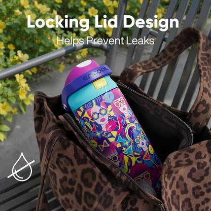 Leakproof Insulated Water Bottle with Straw Dual-Sip Water Bottle Bag-Safe Design for Work, Commute & Gym – Keeps Drinks Cold All Day, 24 oz, Clay Grey - Colors B