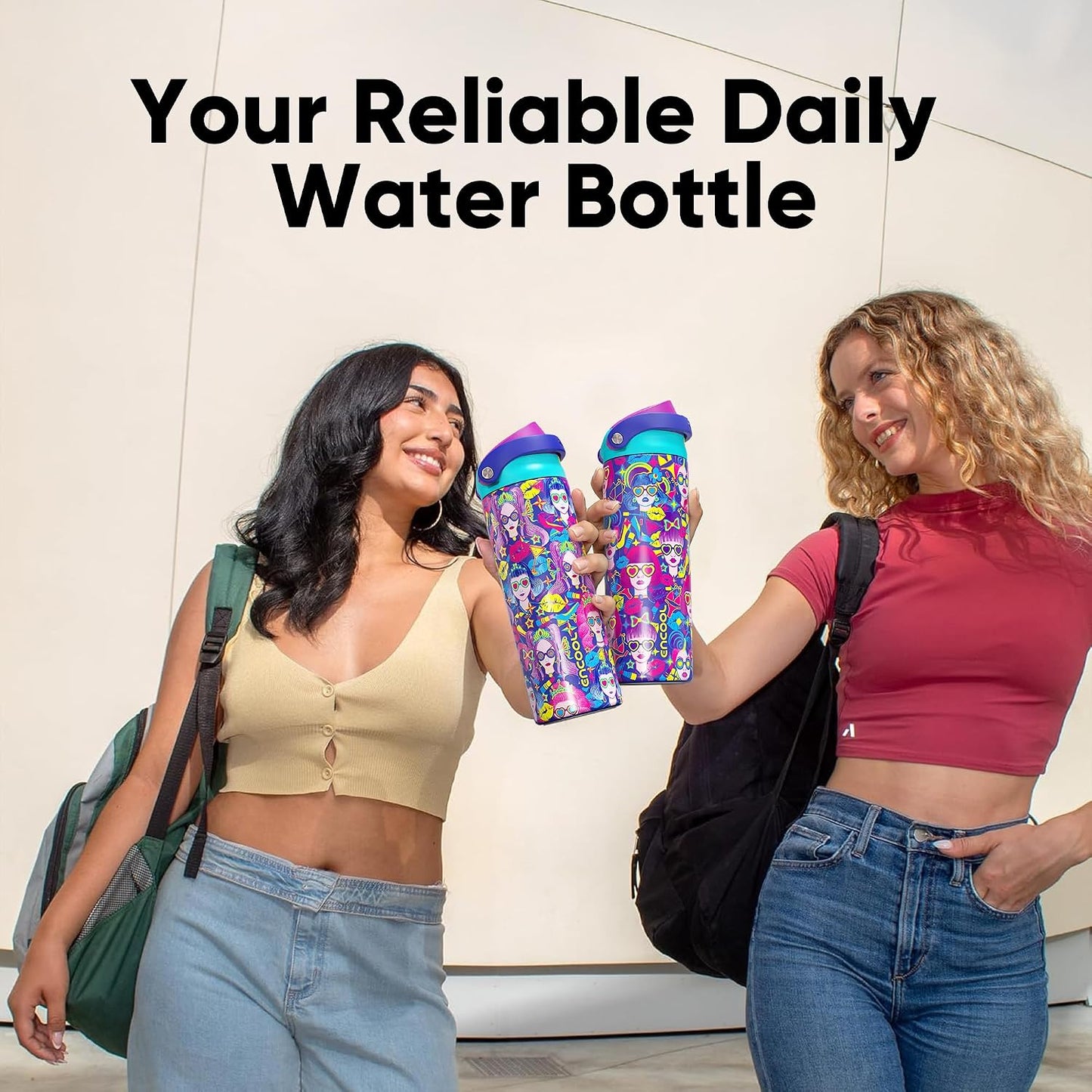 Leakproof Insulated Water Bottle with Straw Dual-Sip Water Bottle Bag-Safe Design for Work, Commute & Gym – Keeps Drinks Cold All Day, 24 oz, Clay Grey - Colors B