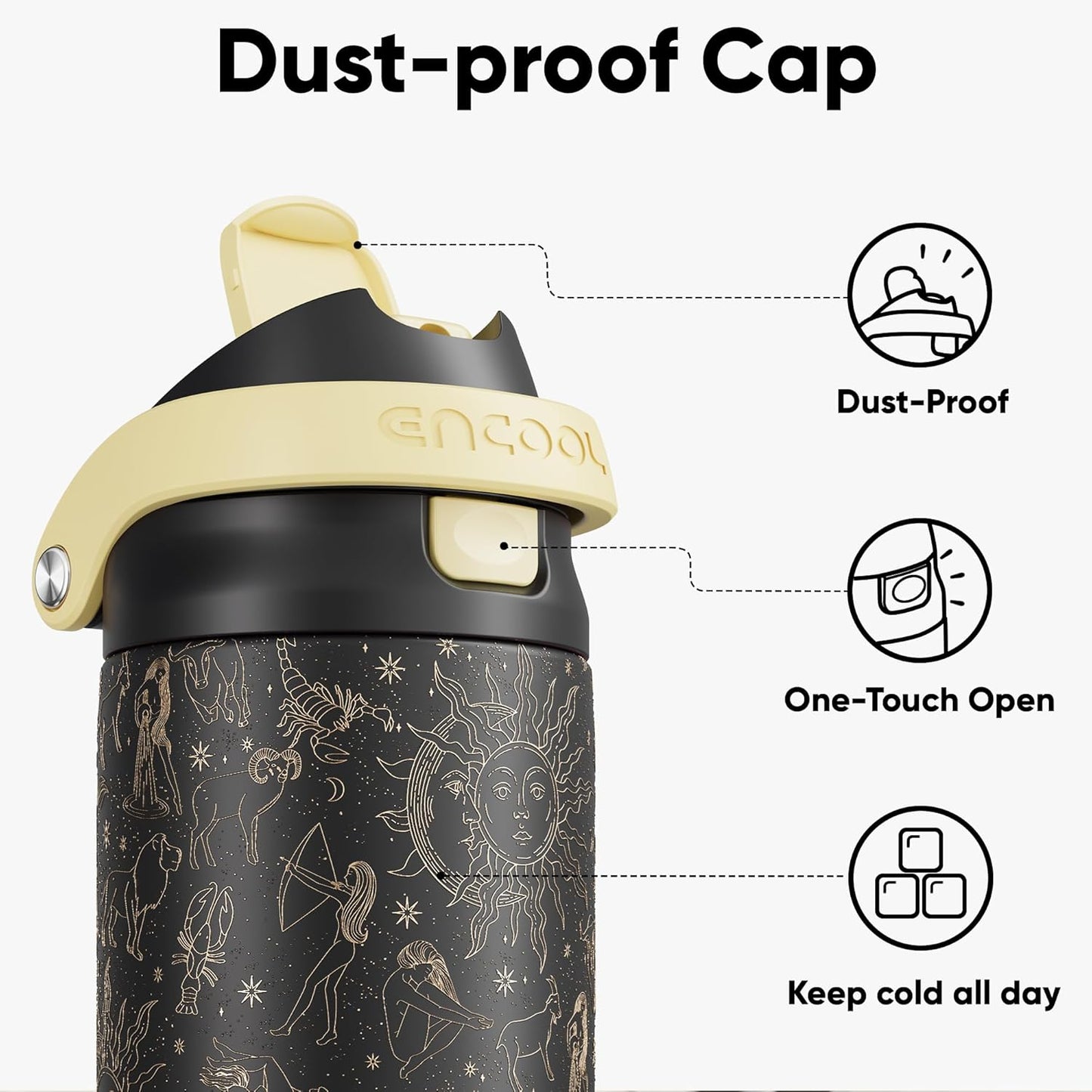 Leakproof Insulated Water Bottle with Straw Dual-Sip Water Bottle Bag-Safe Design for Work, Commute & Gym – Keeps Drinks Cold All Day, 24 oz, Clay Grey - Colors B