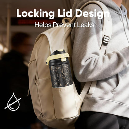 Leakproof Insulated Water Bottle with Straw Dual-Sip Water Bottle Bag-Safe Design for Work, Commute & Gym – Keeps Drinks Cold All Day, 24 oz, Clay Grey - Colors B