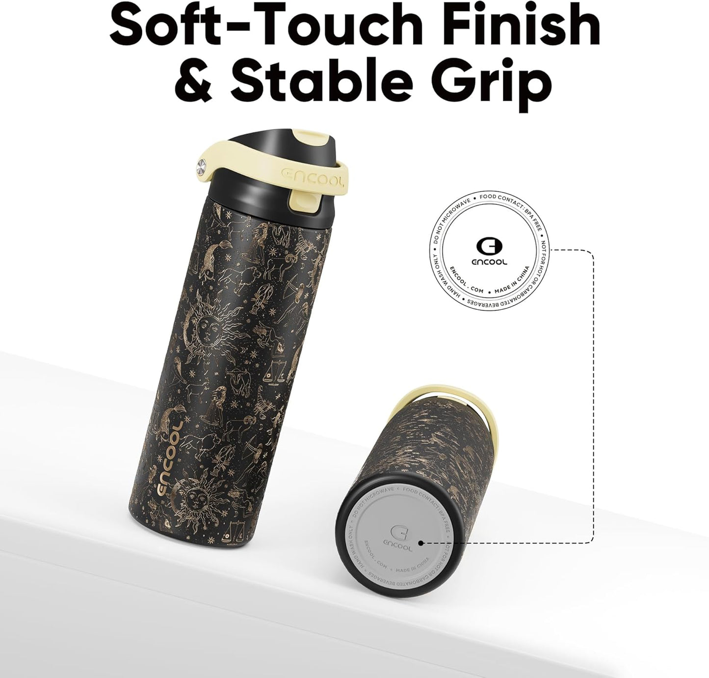Leakproof Insulated Water Bottle with Straw Dual-Sip Water Bottle Bag-Safe Design for Work, Commute & Gym – Keeps Drinks Cold All Day, 24 oz, Clay Grey - Colors B