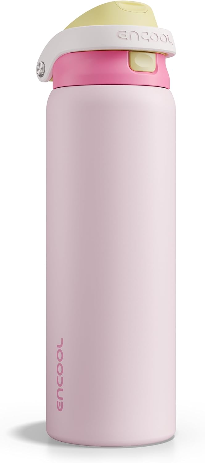 Leakproof Insulated Water Bottle with Straw Dual-Sip Water Bottle Bag-Safe Design for Work, Commute & Gym – Keeps Drinks Cold All Day, 24 oz, Clay Grey - Colors B
