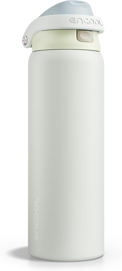 Leakproof Insulated Water Bottle with Straw Dual-Sip Water Bottle Bag-Safe Design for Work, Commute & Gym – Keeps Drinks Cold All Day, 24 oz, Clay Grey - Colors B