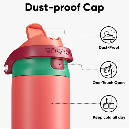 Leakproof Insulated Water Bottle with Straw Dual-Sip Water Bottle Bag-Safe Design for Work, Commute & Gym – Keeps Drinks Cold All Day, 24 oz, Clay Grey - Colors B