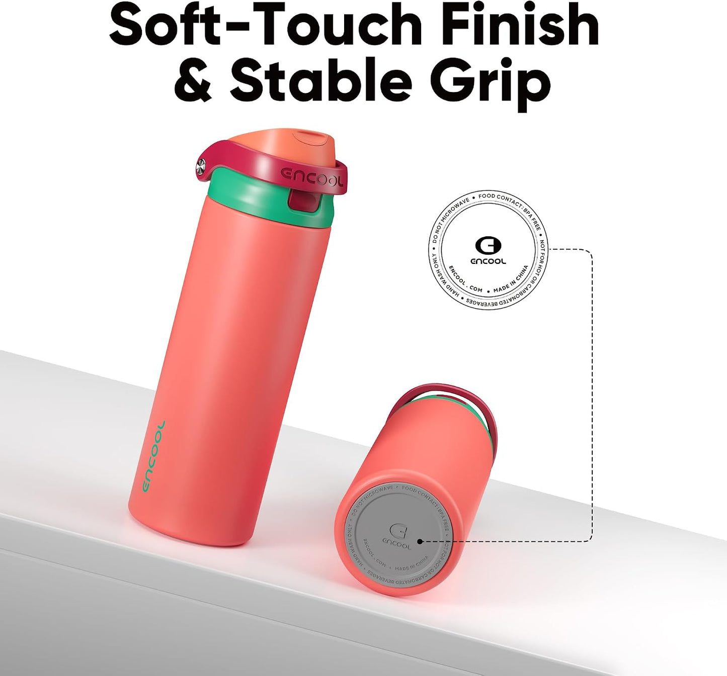 Leakproof Insulated Water Bottle with Straw Dual-Sip Water Bottle Bag-Safe Design for Work, Commute & Gym – Keeps Drinks Cold All Day, 24 oz, Clay Grey - Colors B