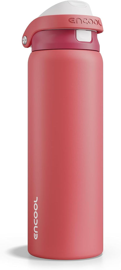 Leakproof Insulated Water Bottle with Straw Dual-Sip Water Bottle Bag-Safe Design for Work, Commute & Gym – Keeps Drinks Cold All Day, 24 oz, Clay Grey - Colors B