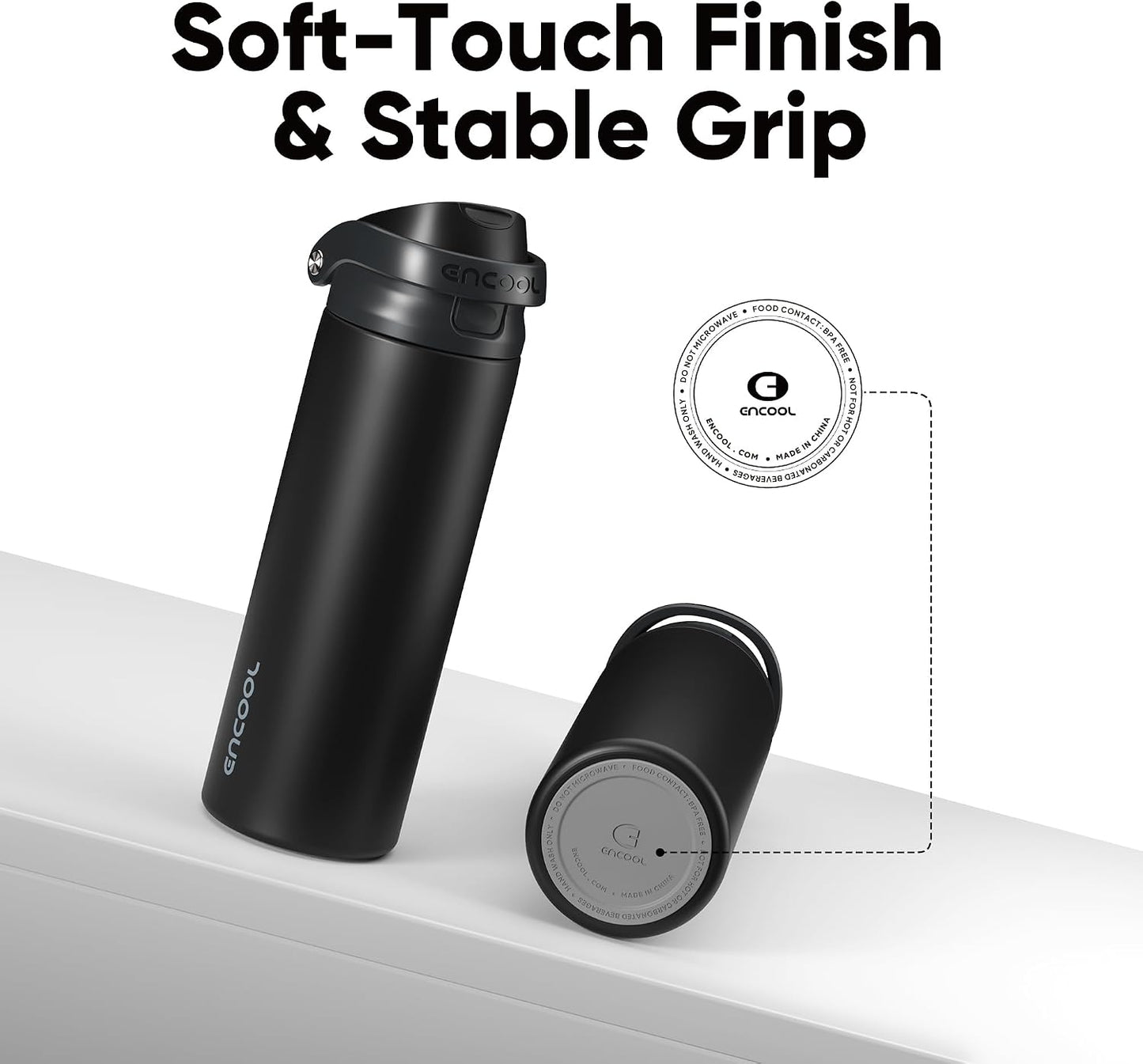 Leakproof Insulated Water Bottle with Straw Dual-Sip Water Bottle Bag-Safe Design for Work, Commute & Gym – Keeps Drinks Cold All Day, 24 oz, Clay Grey - Colors B
