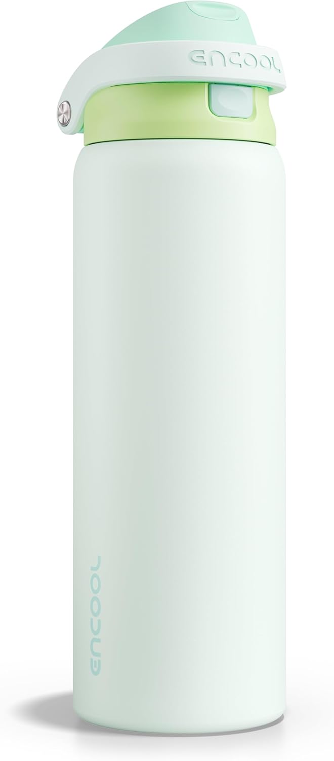 Leakproof Insulated Water Bottle with Straw Dual-Sip Water Bottle Bag-Safe Design for Work, Commute & Gym – Keeps Drinks Cold All Day, 24 oz, Clay Grey - Colors B