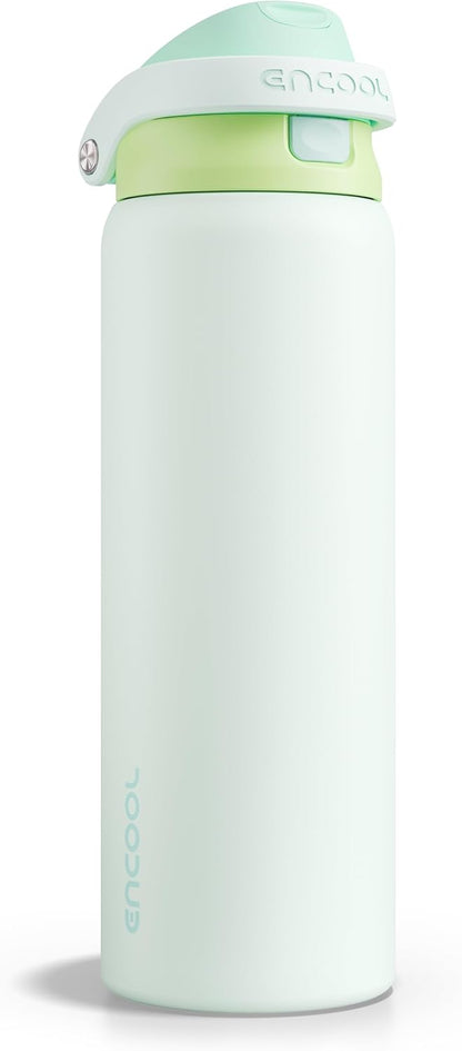 Leakproof Insulated Water Bottle with Straw Dual-Sip Water Bottle Bag-Safe Design for Work, Commute & Gym – Keeps Drinks Cold All Day, 24 oz, Clay Grey - Colors B
