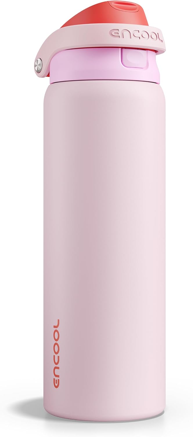 Leakproof Insulated Water Bottle with Straw Dual-Sip Water Bottle Bag-Safe Design for Work, Commute & Gym – Keeps Drinks Cold All Day, 24 oz, Clay Grey - Colors B