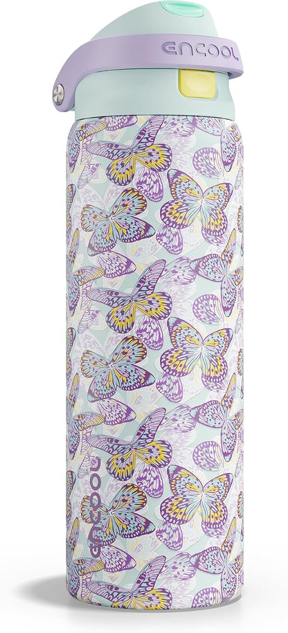Leakproof Insulated Water Bottle with Straw Dual-Sip Water Bottle Bag-Safe Design for Work, Commute & Gym – Keeps Drinks Cold All Day, 24 oz, Clay Grey - Colors B