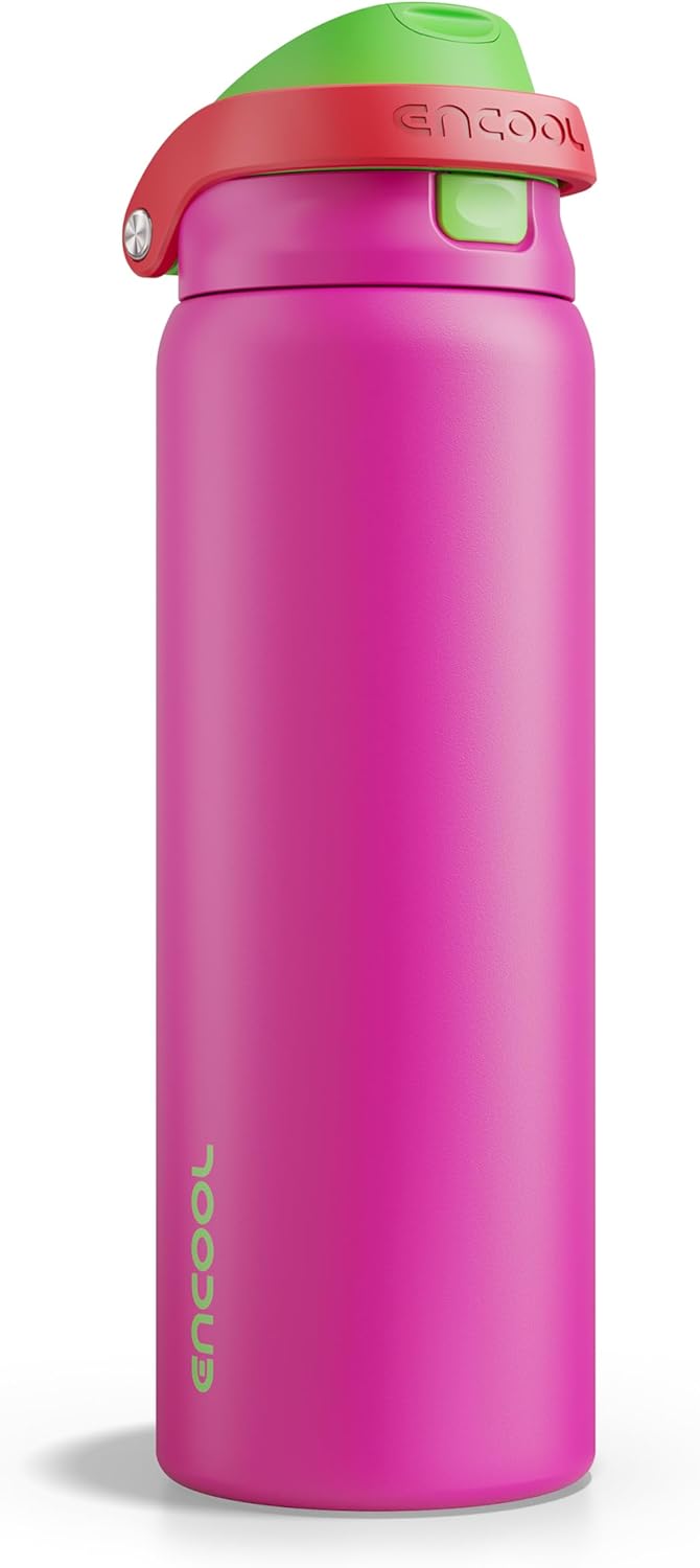 Leakproof Insulated Water Bottle with Straw Dual-Sip Water Bottle Bag-Safe Design for Work, Commute & Gym – Keeps Drinks Cold All Day, 24 oz, Clay Grey - Colors B