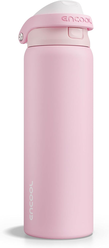 Leakproof Insulated Water Bottle with Straw Dual-Sip Water Bottle Bag-Safe Design for Work, Commute & Gym – Keeps Drinks Cold All Day, 24 oz, Clay Grey - Colors B