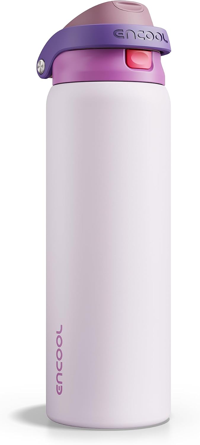 Leakproof Insulated Water Bottle with Straw Dual-Sip Water Bottle Bag-Safe Design for Work, Commute & Gym – Keeps Drinks Cold All Day, 24 oz, Clay Grey - Colors B