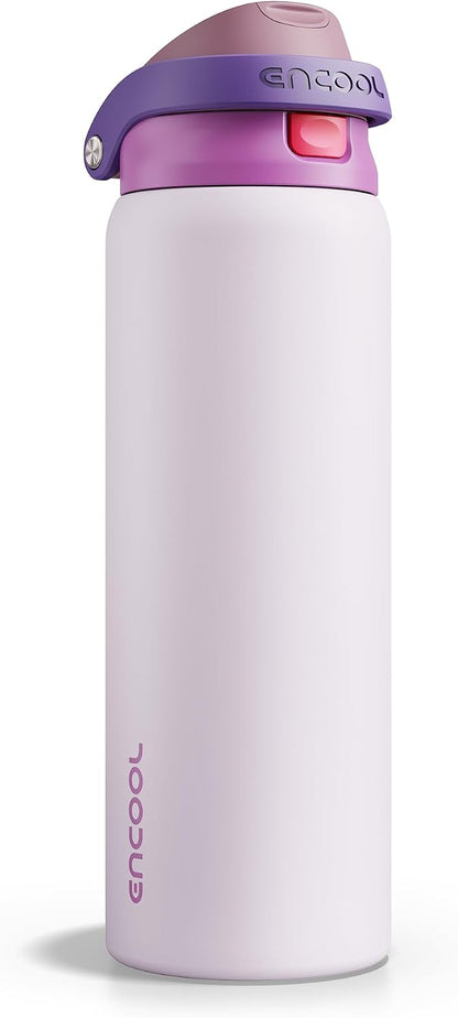 Leakproof Insulated Water Bottle with Straw Dual-Sip Water Bottle Bag-Safe Design for Work, Commute & Gym – Keeps Drinks Cold All Day, 24 oz, Clay Grey - Colors B