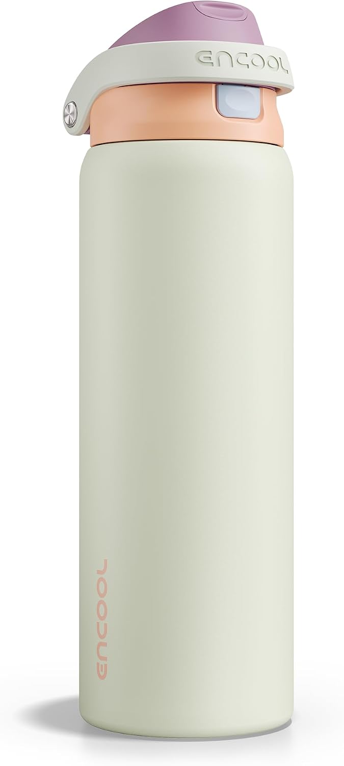 Leakproof Insulated Water Bottle with Straw Dual-Sip Water Bottle Bag-Safe Design for Work, Commute & Gym – Keeps Drinks Cold All Day, 24 oz, Clay Grey - Colors B