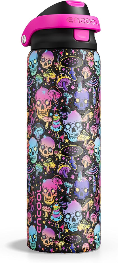 Leakproof Insulated Water Bottle with Straw Dual-Sip Water Bottle Bag-Safe Design for Work, Commute & Gym – Keeps Drinks Cold All Day, 24 oz, Clay Grey - Colors B