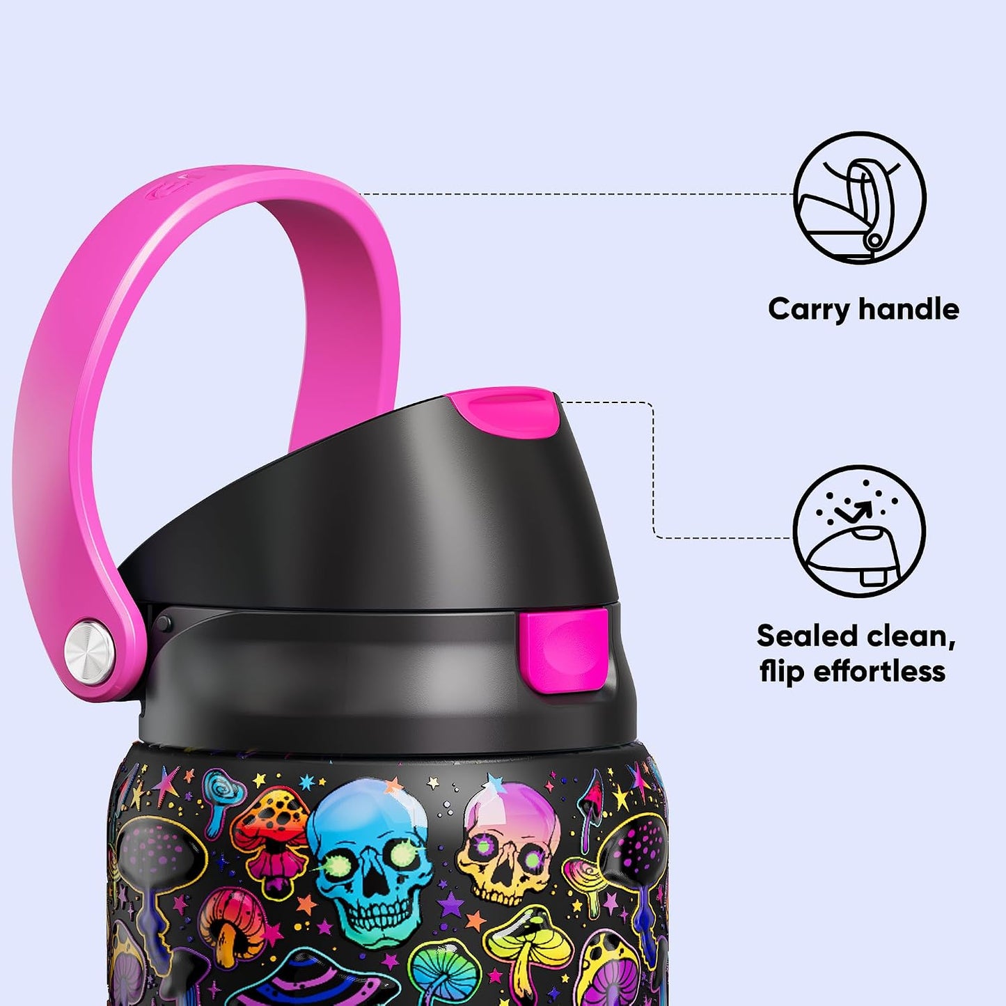 Leakproof Insulated Water Bottle with Straw Dual-Sip Water Bottle Bag-Safe Design for Work, Commute & Gym – Keeps Drinks Cold All Day, 24 oz, Clay Grey - Colors B