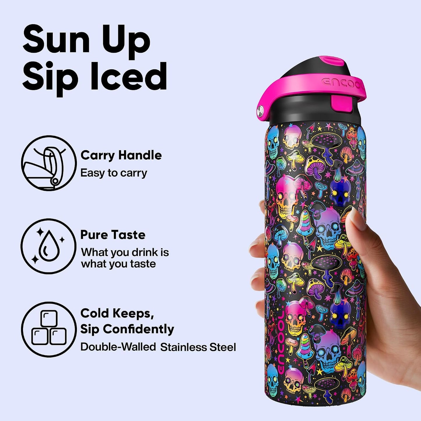 Leakproof Insulated Water Bottle with Straw Dual-Sip Water Bottle Bag-Safe Design for Work, Commute & Gym – Keeps Drinks Cold All Day, 24 oz, Clay Grey - Colors B