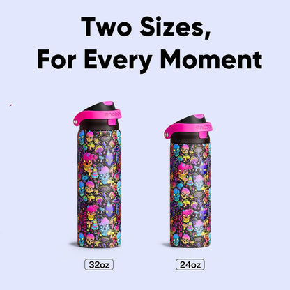 Leakproof Insulated Water Bottle with Straw Dual-Sip Water Bottle Bag-Safe Design for Work, Commute & Gym – Keeps Drinks Cold All Day, 24 oz, Clay Grey - Colors B