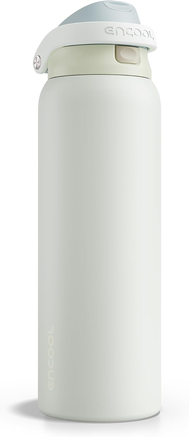 Leakproof Insulated Water Bottle with Straw Dual-Sip Water Bottle Bag-Safe Design for Work, Commute & Gym – Keeps Drinks Cold All Day, 24 oz, Clay Grey - Colors B