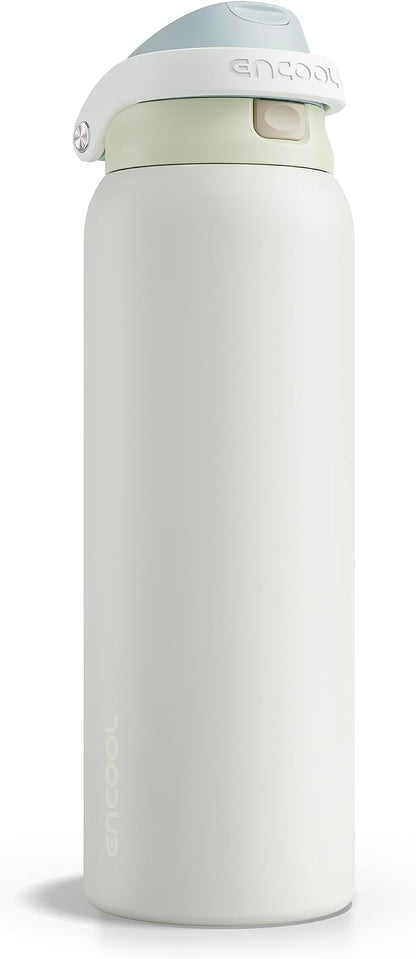 Leakproof Insulated Water Bottle with Straw Dual-Sip Water Bottle Bag-Safe Design for Work, Commute & Gym – Keeps Drinks Cold All Day, 24 oz, Clay Grey - Colors B