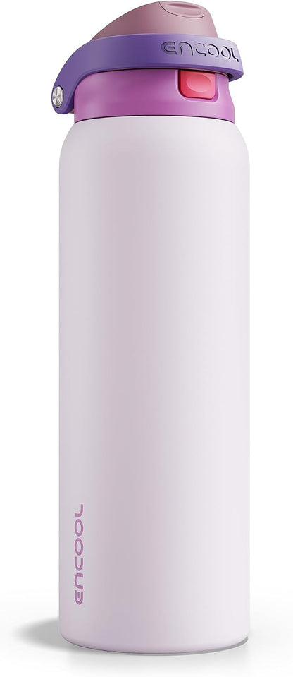 Leakproof Insulated Water Bottle with Straw Dual-Sip Water Bottle Bag-Safe Design for Work, Commute & Gym – Keeps Drinks Cold All Day, 24 oz, Clay Grey - Colors B