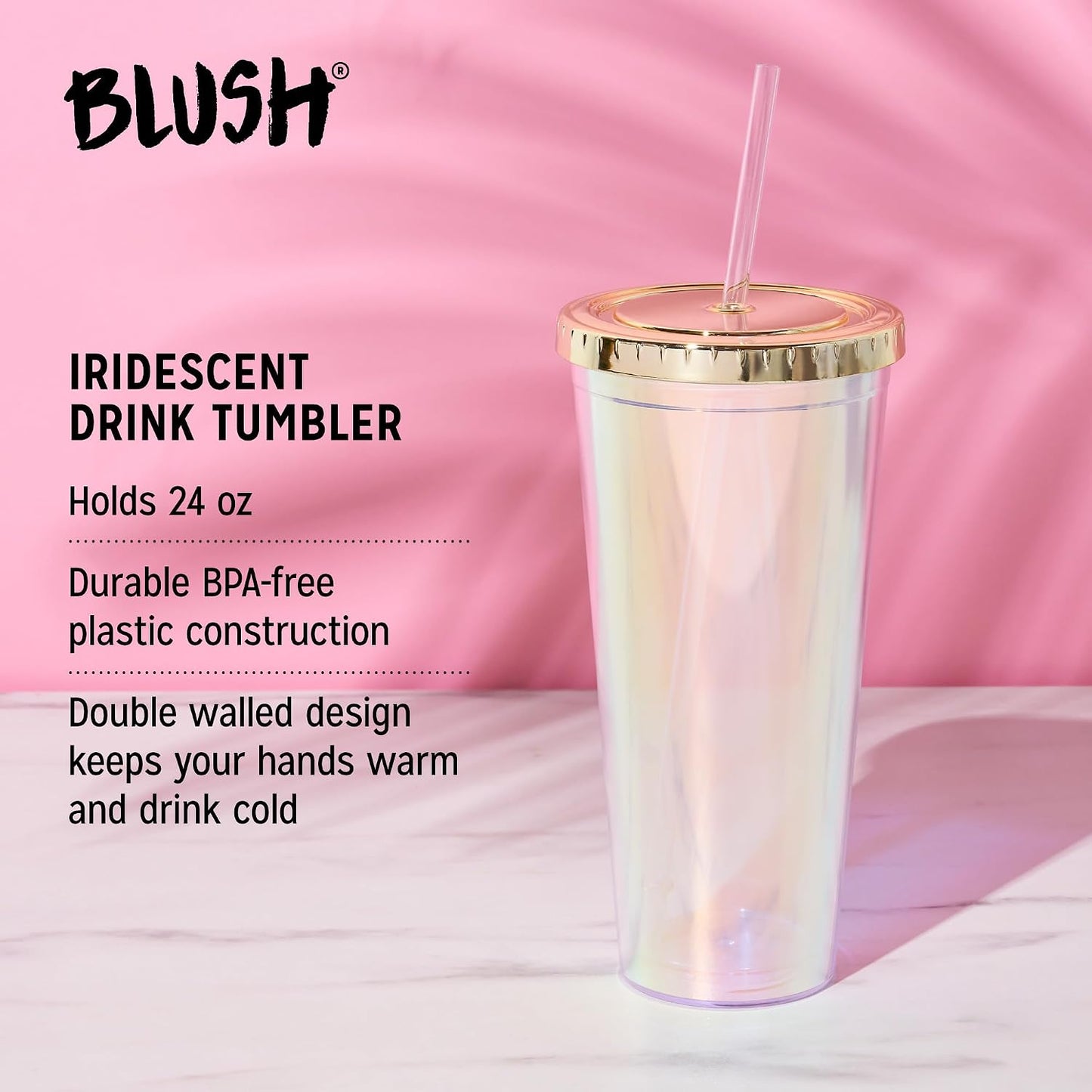 Glam Double Walled Glitter Acrylic Plastic Tumbler with Lid and Straw, Reusable Cups for Smoothie, Iced Coffee Tumblers, 24 oz Set of 1, Silver
