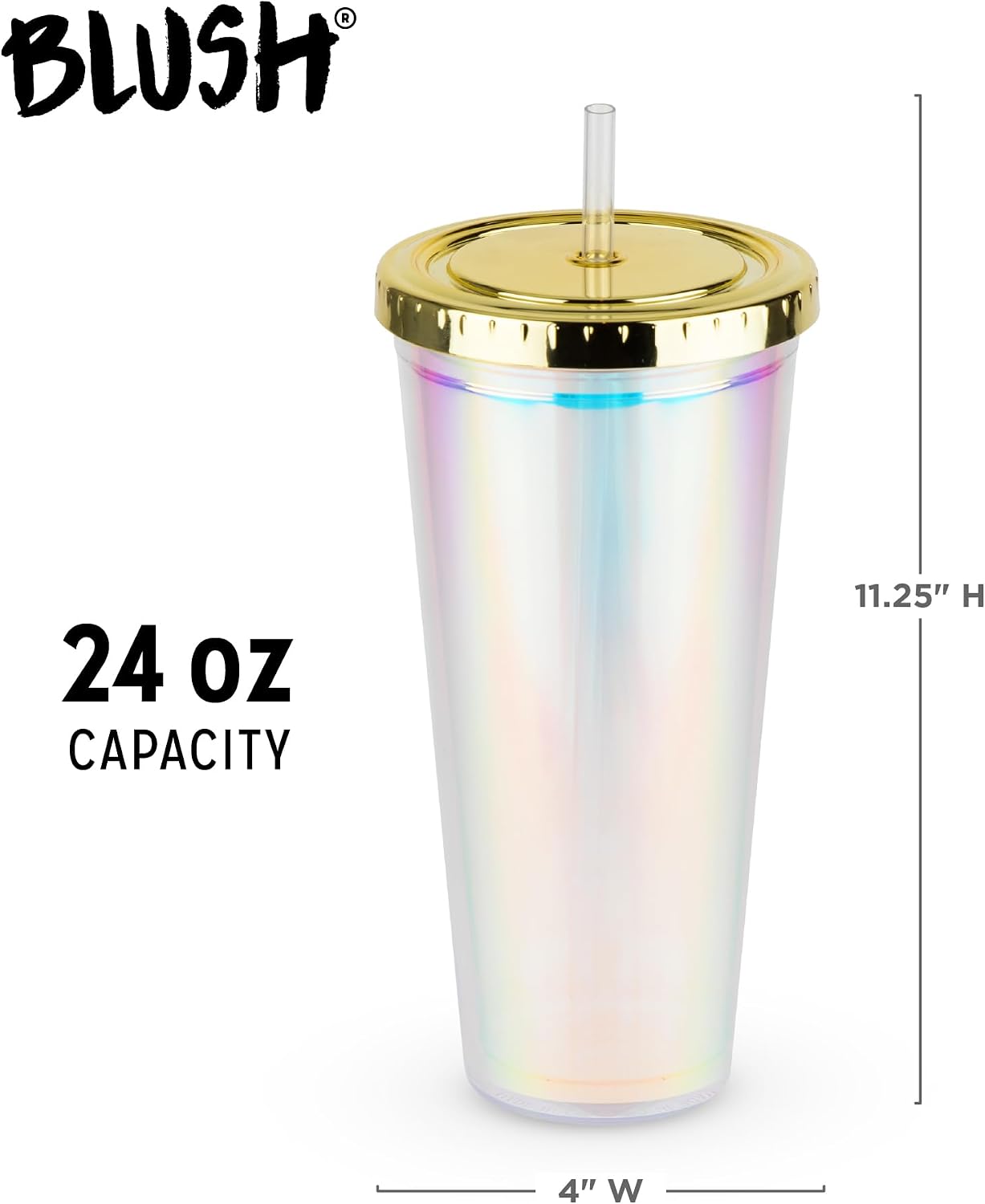 Glam Double Walled Glitter Acrylic Plastic Tumbler with Lid and Straw, Reusable Cups for Smoothie, Iced Coffee Tumblers, 24 oz Set of 1, Silver