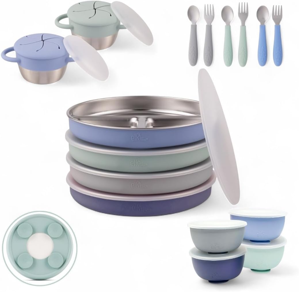Kids Stainless Steel Mealtime Suction Bundle | 16pc Set