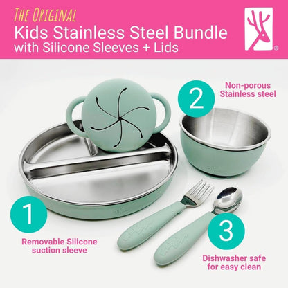 Kids Stainless Steel Mealtime Suction Bundle | 16pc Set