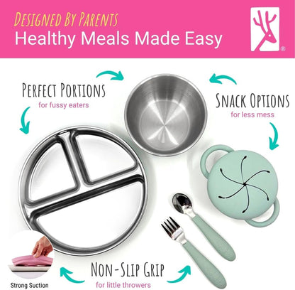 Kids Stainless Steel Mealtime Suction Bundle | 16pc Set
